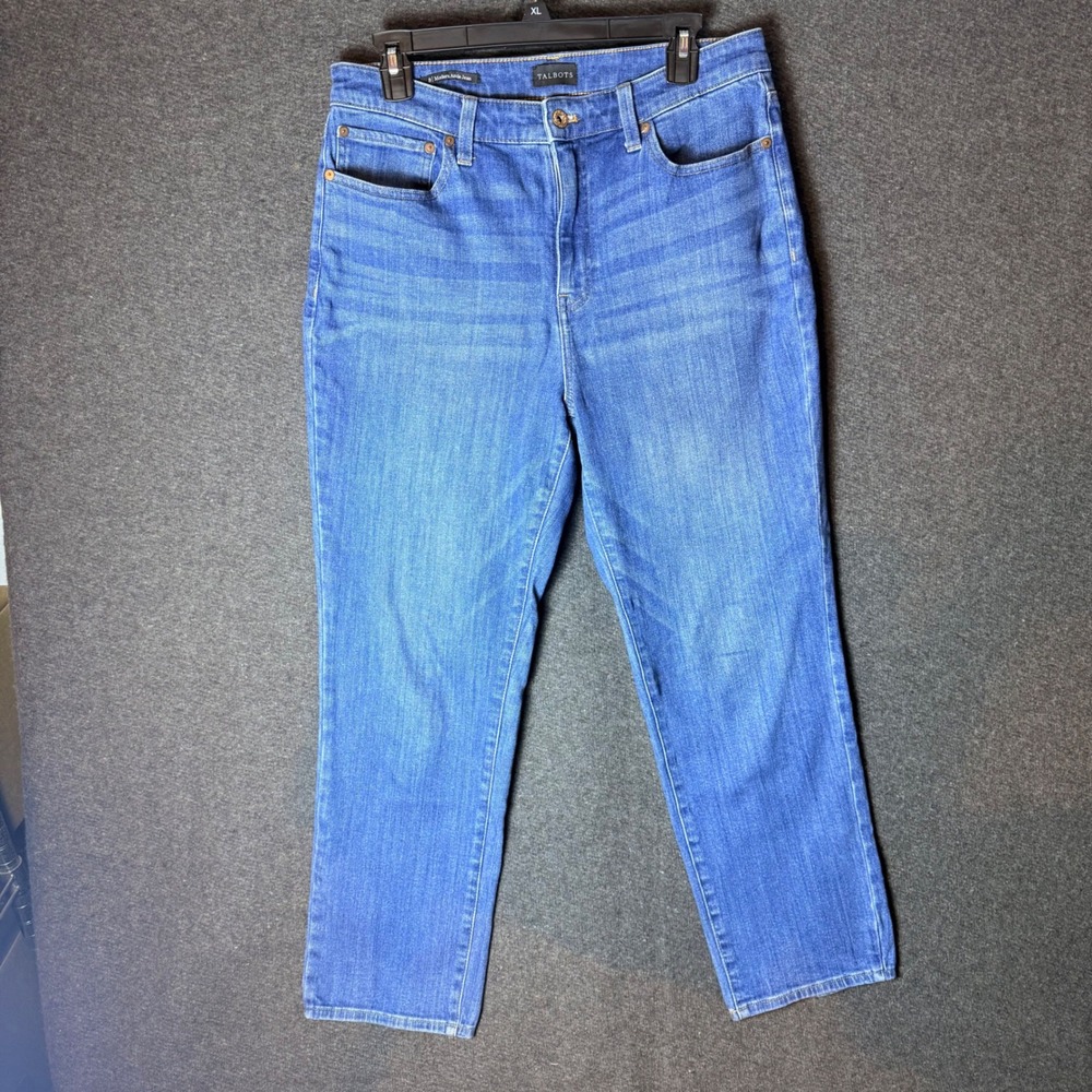 Talbots Modern Ankle Jeans Womens 8 Blue Medium Wash High Rise Straight Leg